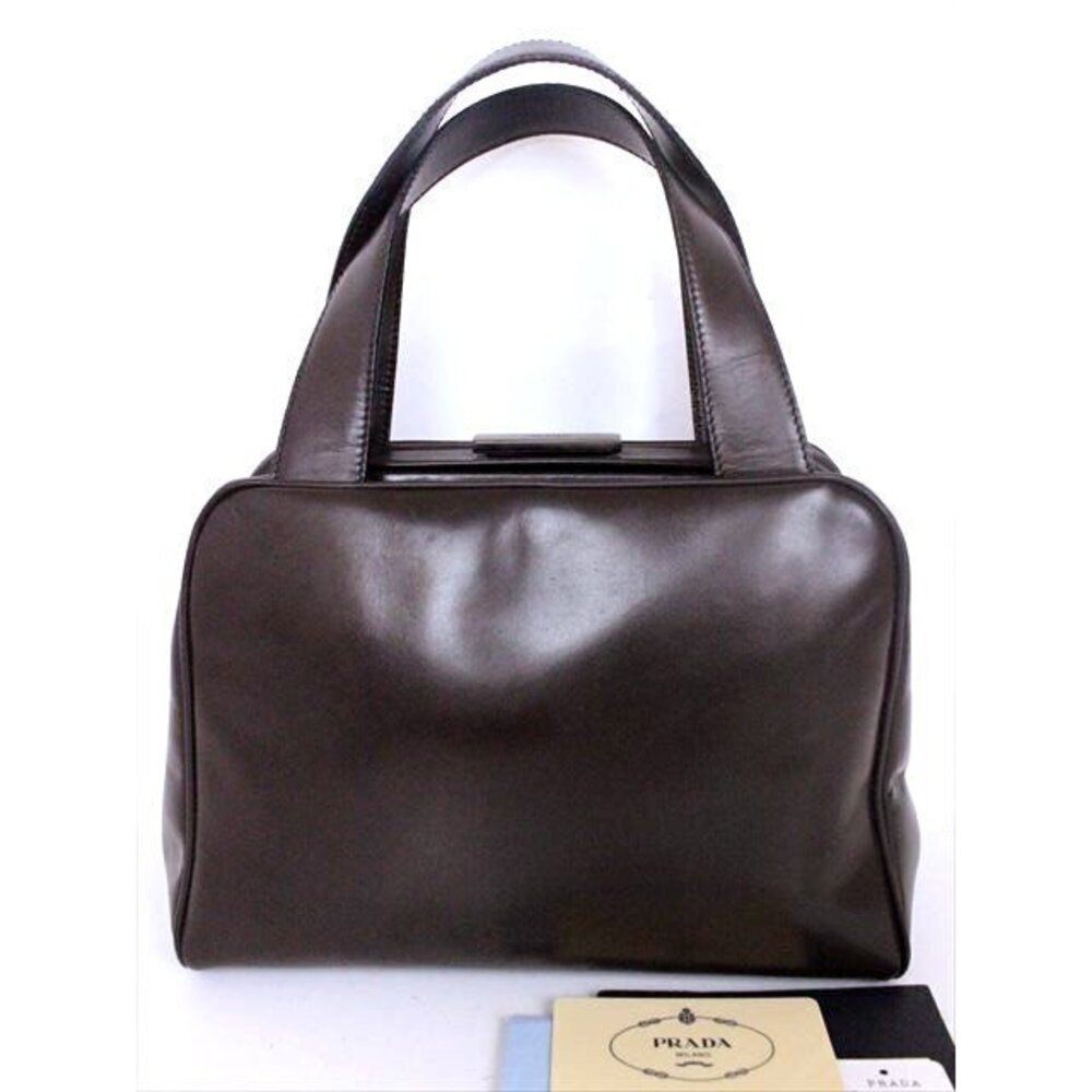 PRADA leather coin purse handbag brown card